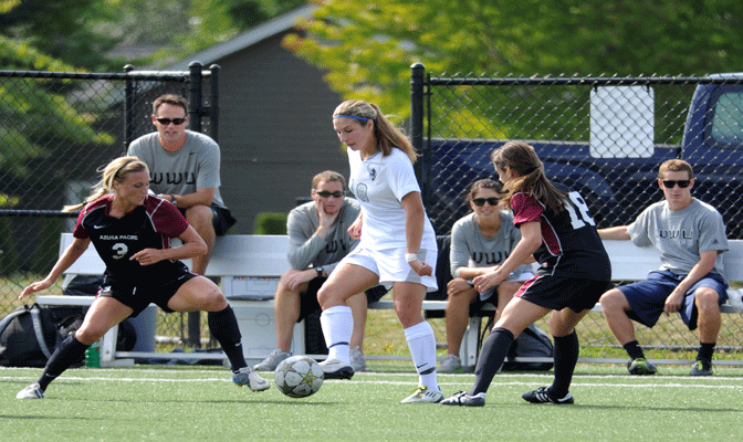 Sophomore forward Jessica Bertucci (in white) propelled WWU to victory with her goal against UCSD.